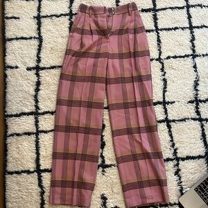 Aritzia/Wilfred Effortless Pants Pink Plaid